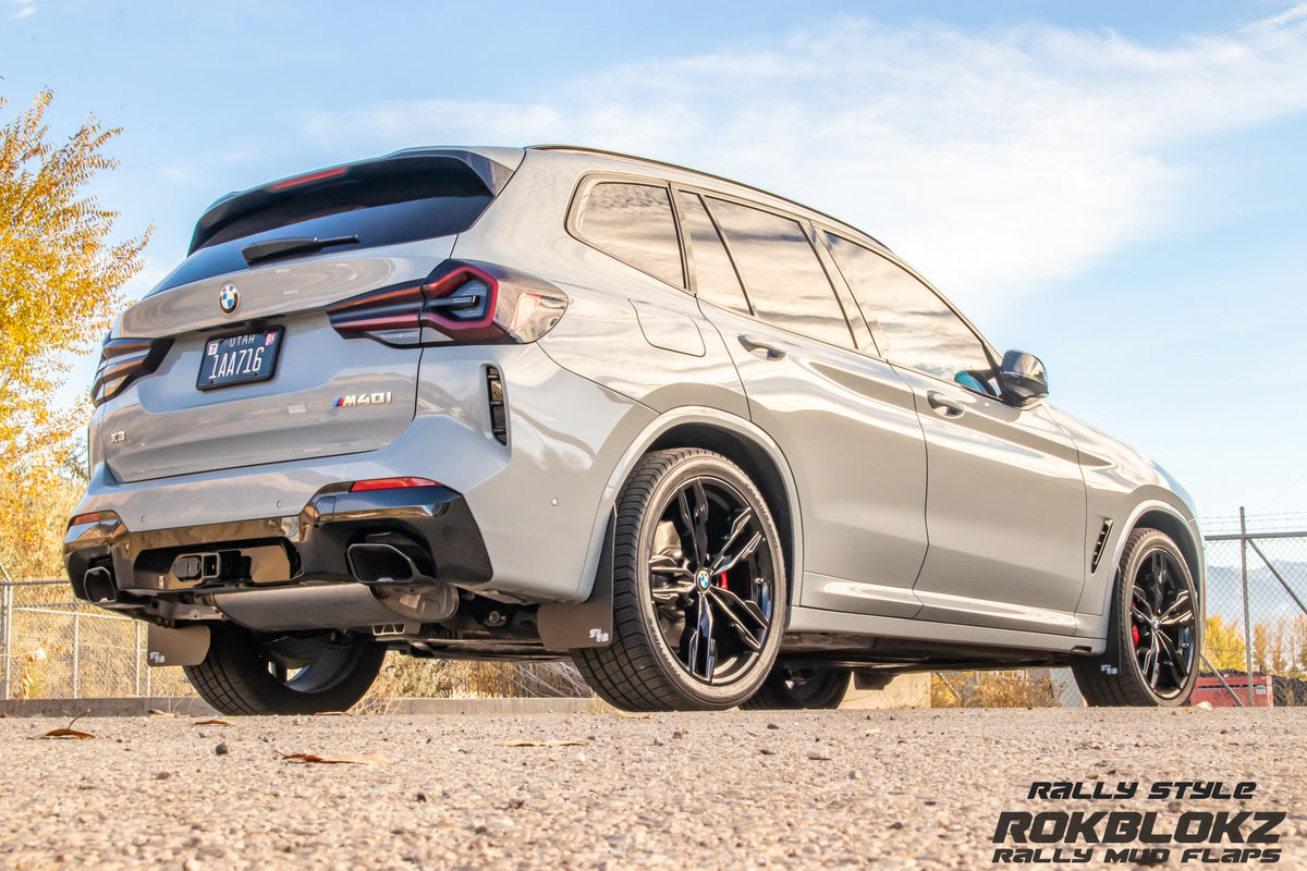 2023 BMW X3 M featuring Rokblokz Rally Mud flaps