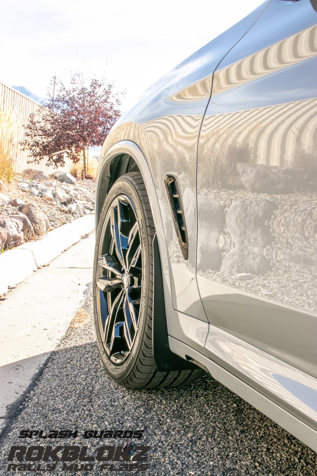 22-24 BMW X3 M Ft. Rokblokz Splash Guards in Black - Front