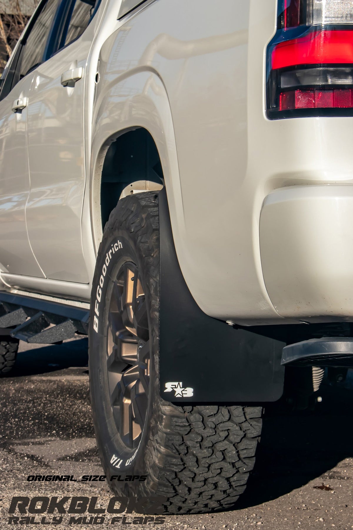 22+ Nissan Frontier SV Featuring Rokblokz Mud Flaps in Black - Rear