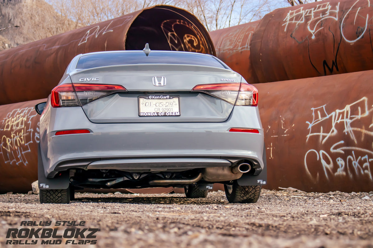 11th Gen  Honda Civic FT. Rokblokz Rally Mud Flaps in Black - back