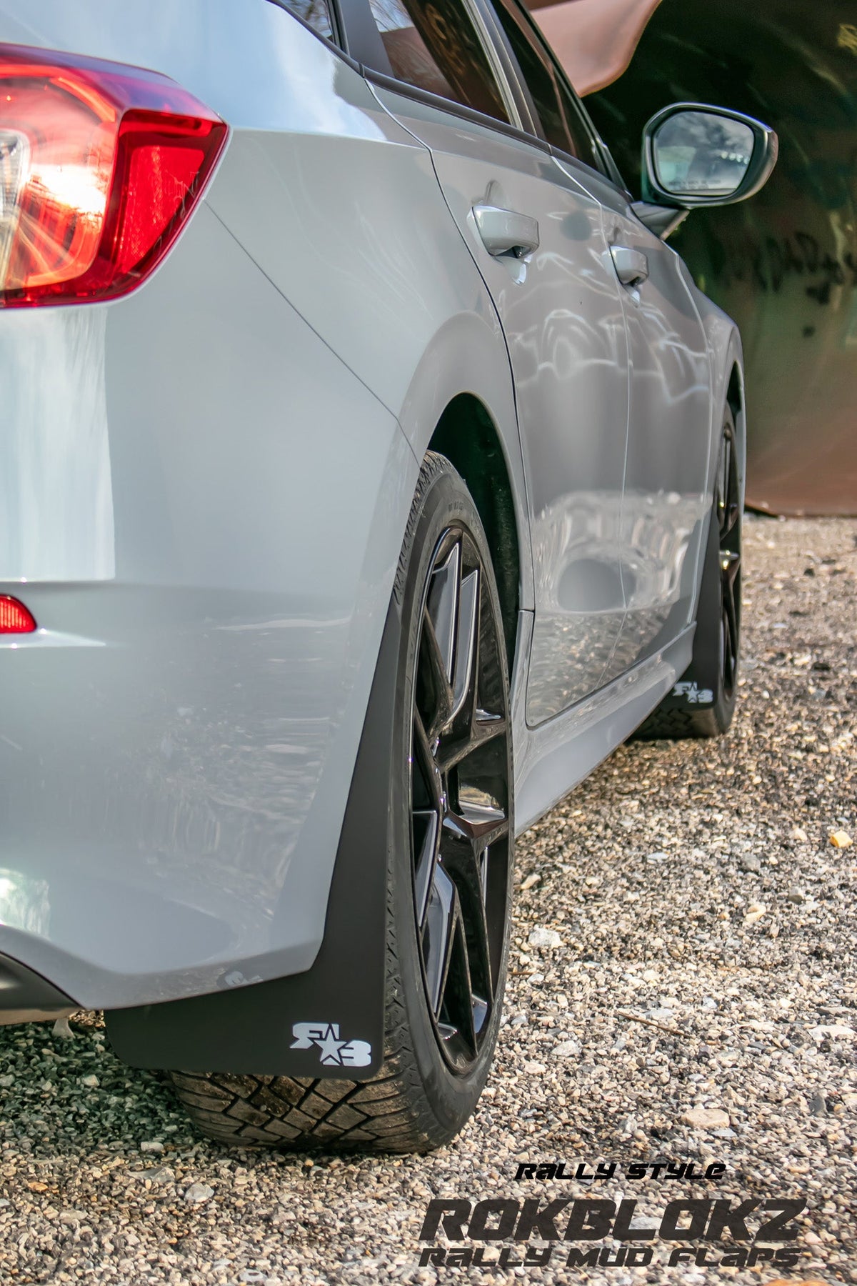 11th Gen  Honda Civic FT. Rokblokz Rally Mud Flaps in Black - side