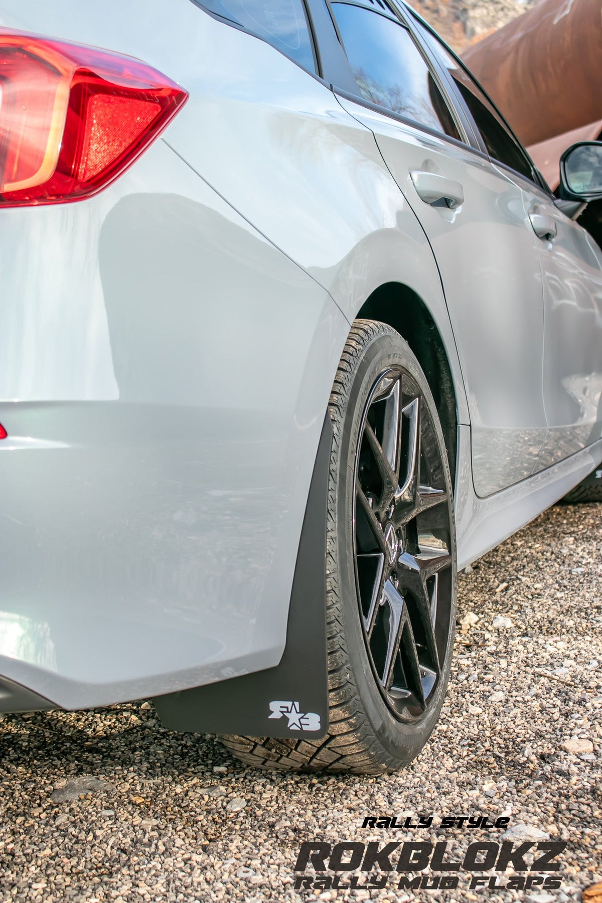 11th Gen  Honda Civic FT. Rokblokz Rally Mud Flaps in Black - Rear