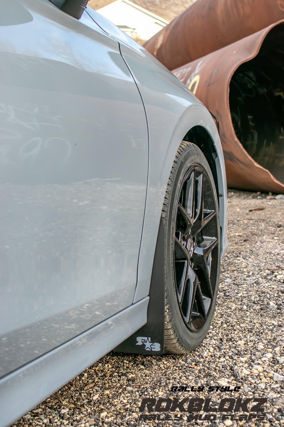 11th Gen  Honda Civic FT. Rokblokz Rally Mud Flaps in Black - Front