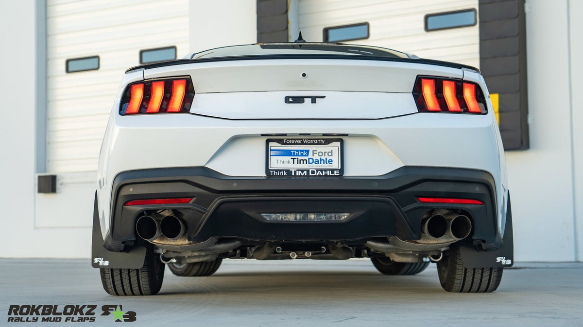 2024 Mustang GT Featuring Rokblokz Rally Style Mud Flaps - rear view