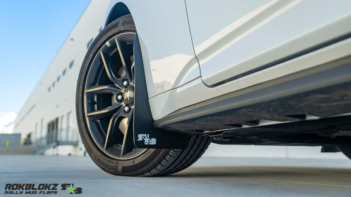 2024 Mustang GT Featuring Rokblokz Rally Style Mud Flaps -  front flap