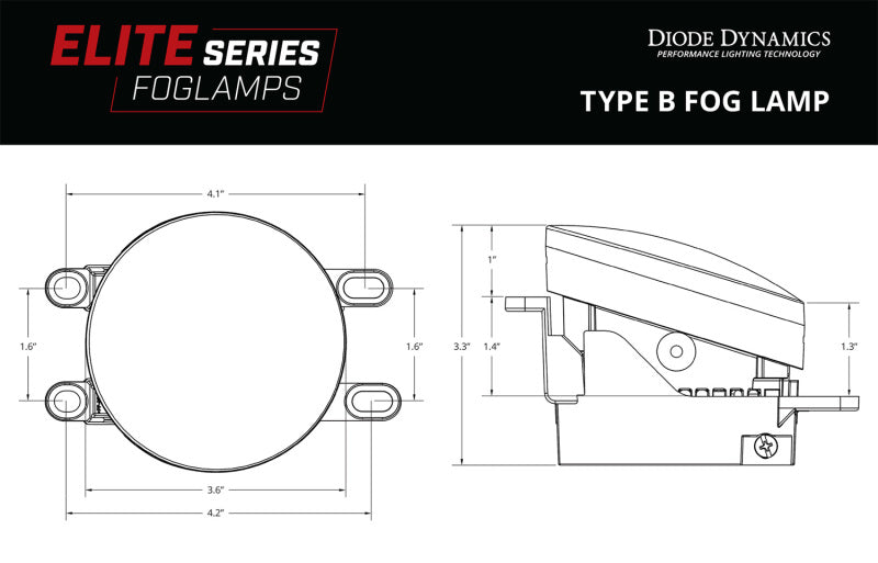 Diode Dynamics Elite Series Type B Fog Lamps - White (Pair) - DD5134P