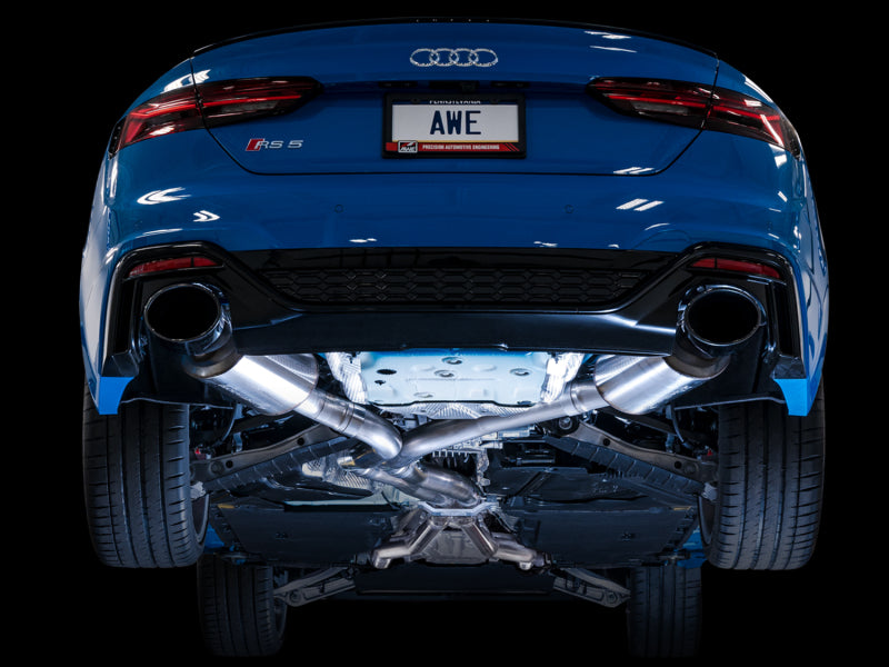 AWE Tuning Audi B9.5 RS 5 Coupe Non-Resonated Touring Edition Exhaust - RS-Style Diamond Black Tips