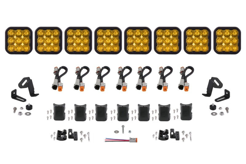 Diode Dynamics SS5 Sport Universal CrossLink 8-Pod Lightbar - Yellow Driving - DD7215