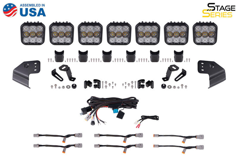 Diode Dynamics Bronco SS5 Pro CrossLink Windshield - Yellow Combo Lightbar Kit - DD7265