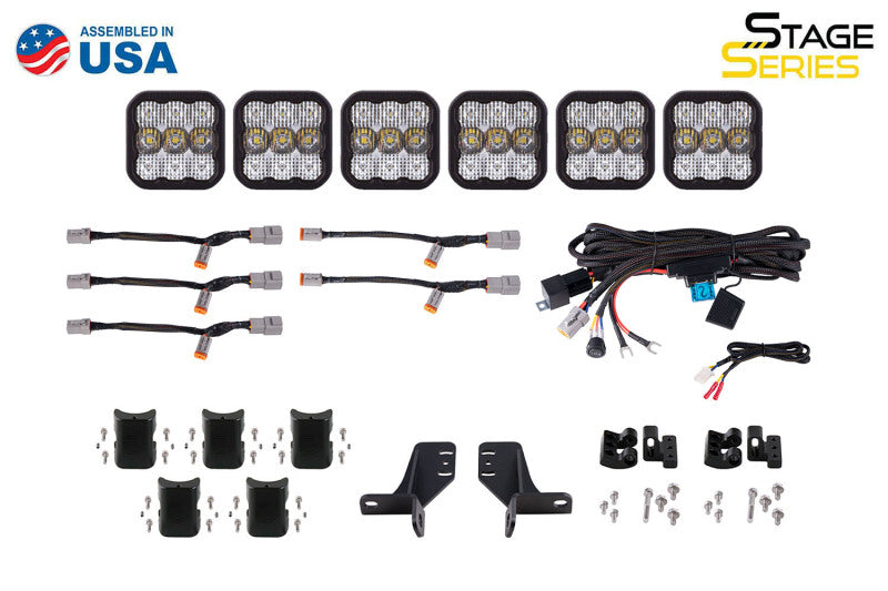 Diode Dynamics Bronco SS5 6-Pod CrossLink Grille Lightbar Kit Pro - Yellow Combo - DD7271