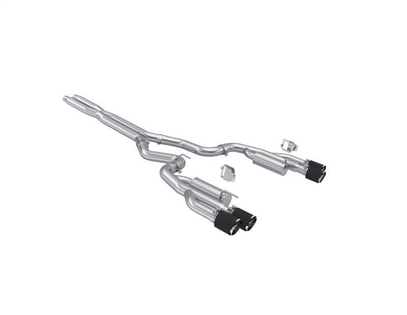 MBRP 2024+ Ford Mustang 5.0L T304 SS 3in Cat-Back Exhaust w/ Quad Carbon Fiber Tips (Valve Delete) - S72823CF