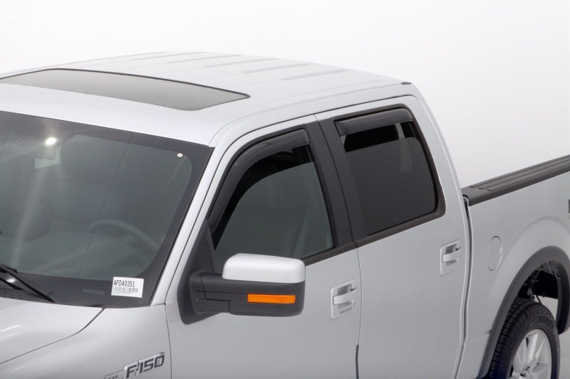 AVS 09-14 Ford F-150 Supercrew Ventvisor In-Channel Front &amp; Rear Window Deflectors 4pc - Smoke