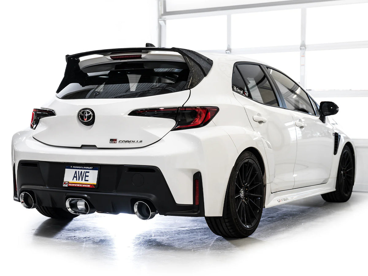 AWE 23-24 Toyota GR Corolla Track Edition Catback Exhaust - Chrome Silver Tips