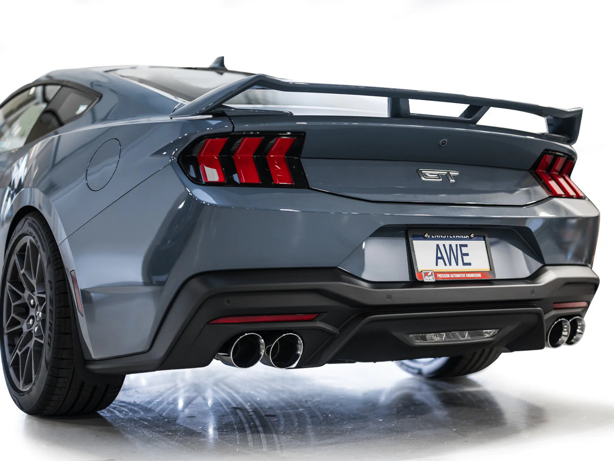 AWE 2024 Ford Mustang GT Fastback S650 RWD Track Edition Catback Exhaust w/ Quad Chrome Silver Tips