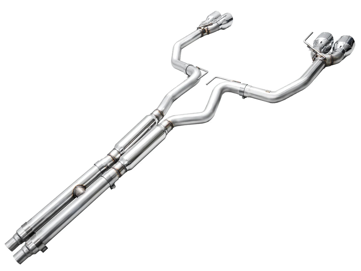 AWE 2024 Ford Mustang GT Fastback S650 RWD Track Edition Catback Exhaust w/ Quad Chrome Silver Tips