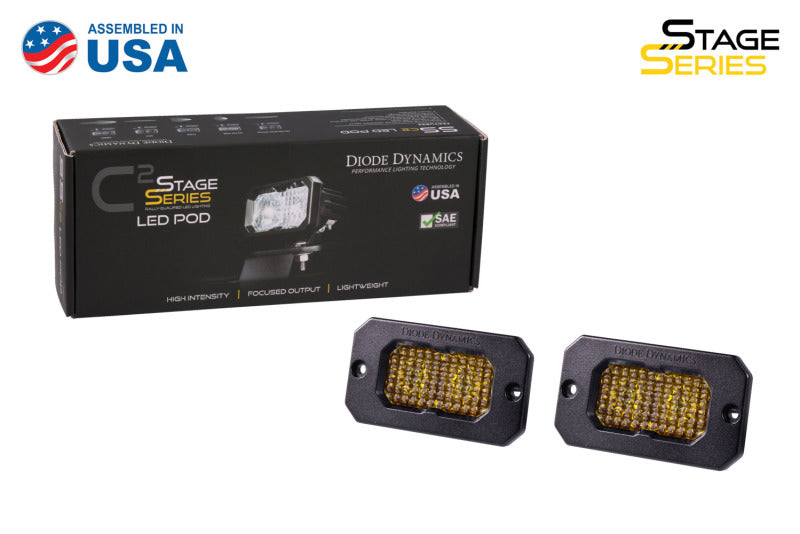 Diode Dynamics Stage Series 2in LED Pod Pro - Yellow Combo Flush ABL (Pair) - DD6735P