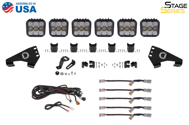 Diode Dynamics 20-Present Polaris RZR SS5 Pro CrossLink Roof - Yellow Combo Lightbar Kit - DD7633