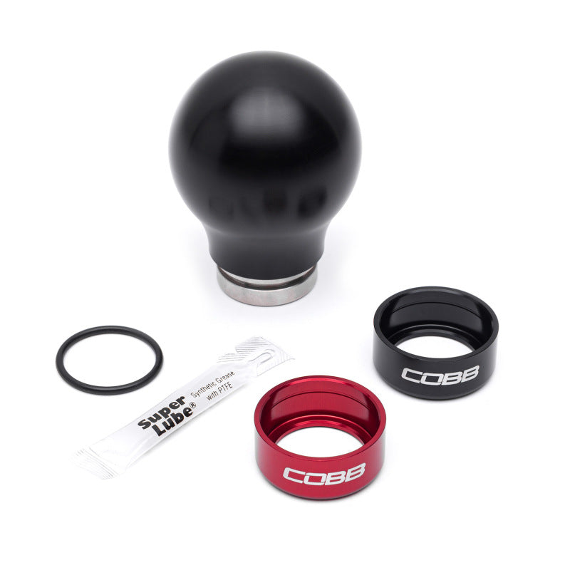 Cobb Subaru 6-Speed Weighted COBB Shift Knob - Black (Incl. Both Red + Blk Collars) - 213360-BK