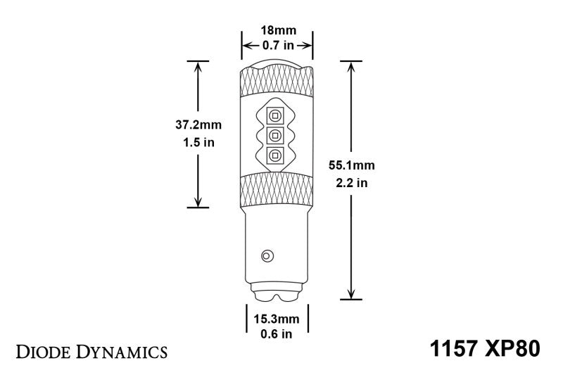 Diode Dynamics 1157 LED Bulb XP80 LED - Amber (Single) - DD0015S