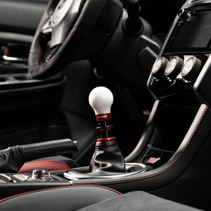 Cobb Subaru 6-Speed Weighted COBB Shift Knob - White (Incl. Both Red + Blk Collars) - 213360-W