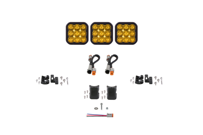 Diode Dynamics SS5 Sport Universal CrossLink 3-Pod Lightbar - Yellow Driving - DD7205