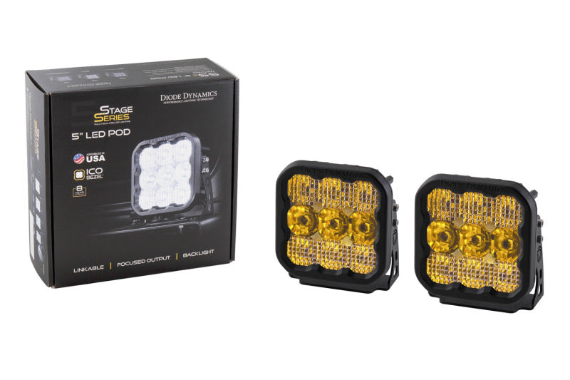 Diode Dynamics SS5 LED Pod Sport - Yellow Combo (Pair) - DD6772P