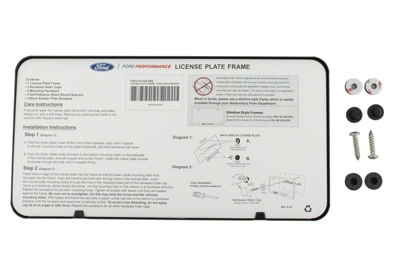 Ford Racing Ford Performance Slim License Plate Frame - Black Stainless Steel - M-1828-SSB