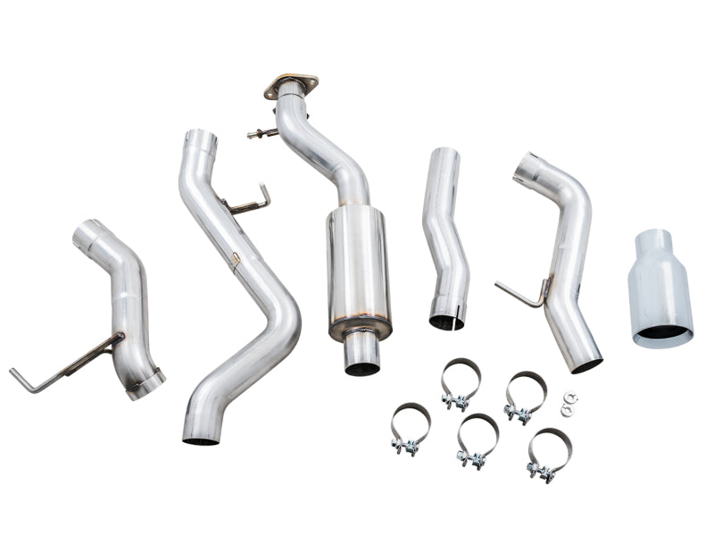 AWE Tuning 2021+ Ford Bronco 0FG Single Rear Exit Exhaust w/Chrome Silver Tip &amp; Bash Guard