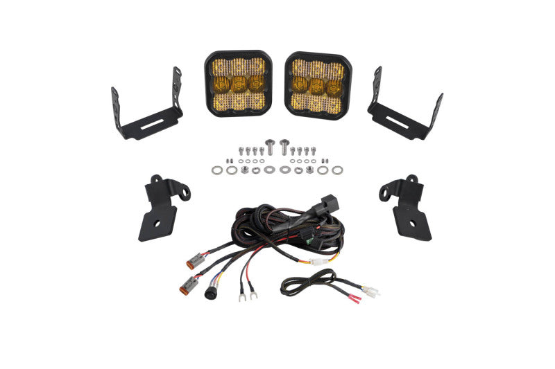 Diode Dynamics 20-Present Polaris RZR A-Pillar LED Pod Kit SS5 Sport - Yellow Combo - DD7640