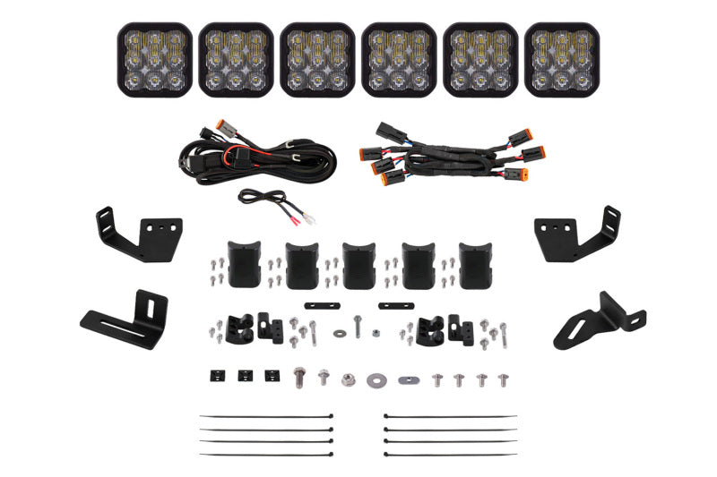 Diode Dynamics Prinsu/Sherpa Roof Rack SS5 6-Pod CrossLink Mounting Kit - Sport White Driving - DD7818