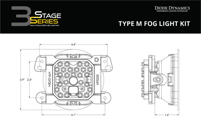 Diode Dynamics SS3 Max Type M Kit ABL - Yellow SAE Fog - DD7050