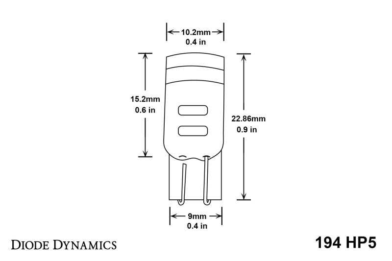 Diode Dynamics 194 LED Bulb HP5 LED - Amber Set of 12 - DD0025TW