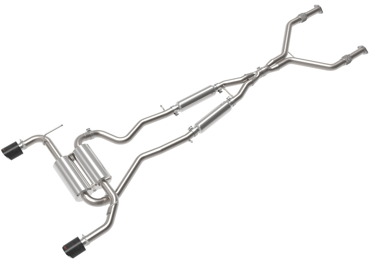 aFe 14-15 Infiniti Q50 (V37) V6 3.7L Takeda 2-1/2in SS Cat-Back Exhaust System w/ Carbon Fiber Tips