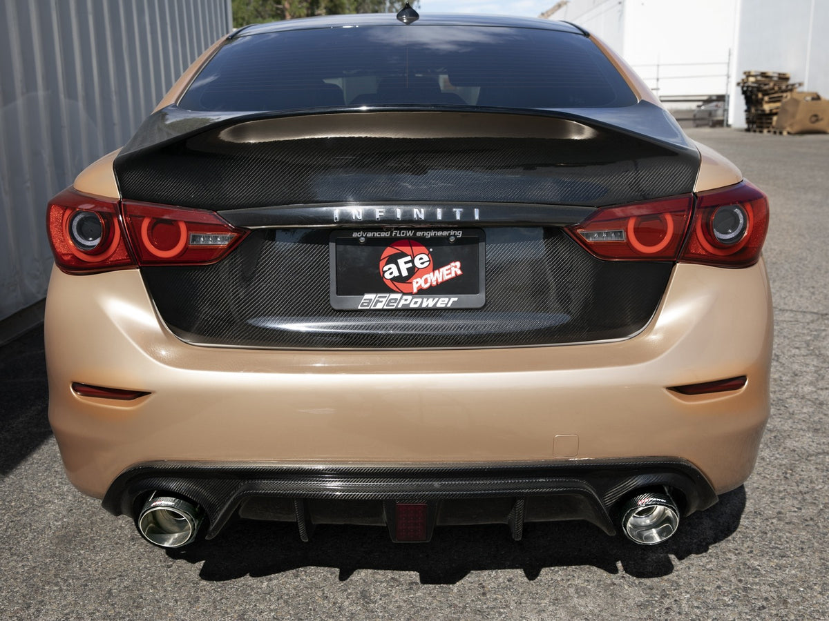 aFe 14-15 Infiniti Q50 (V37) V6 3.7L Takeda 2-1/2in SS Cat-Back Exhaust System w/ Carbon Fiber Tips