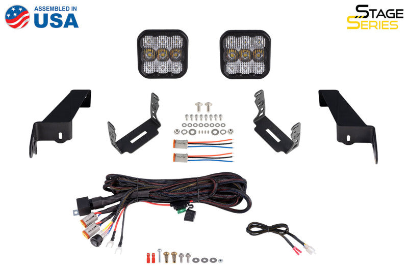 Diode Dynamics 18-21 Jeep JL Wrangler SS5 Bumper LED Pod Light Kit - Yellow Pro Driving - DD7291