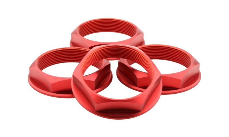 fifteen52 Super Touring (Chicane/Podium) Hex Nut Set of Four - Anodized Red - 52-ST-NUT-RED-SET