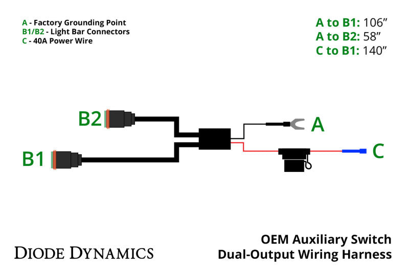 Diode Dynamics OEM Auxiliary Switch Dual-Output Wiring Harness - DD4056