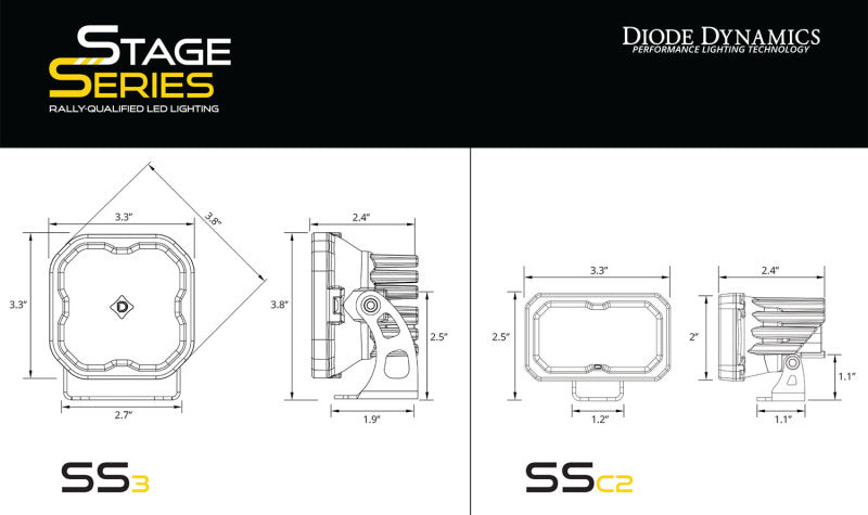 Diode Dynamics 2024+ Toyota Tacoma Stage Series Ditch Light Bracket Kit - DD7933P