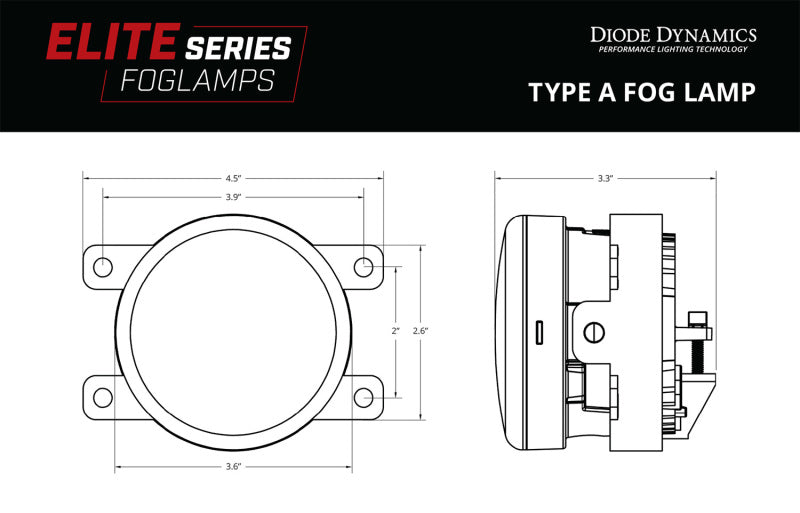 Diode Dynamics Elite Series Type A Fog Lamps - Yellow (Pair) - DD5129P