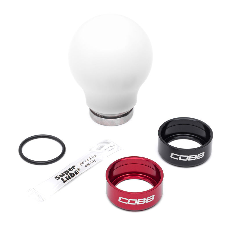 Cobb Subaru 6-Speed Weighted COBB Shift Knob - White (Incl. Both Red + Blk Collars) - 213360-W