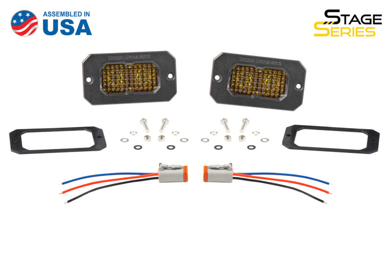 Diode Dynamics Stage Series 2in LED Pod Pro - Yellow Combo Flush ABL (Pair) - DD6735P