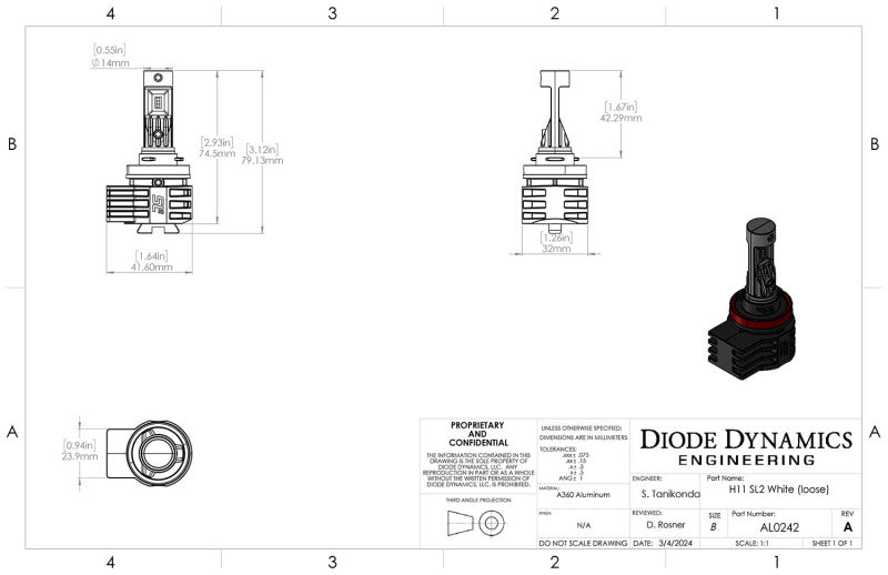 Diode Dynamics H11/H8/H9 Yellow SL2 LED Bulbs (pair) - DD0468P