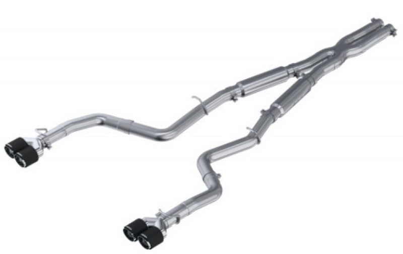 MBRP 15-16 Dodge Challenger RT 5.7L T304 SS 3in Dual Rear Cat-back CF Quad Tips - Street - S71153CF