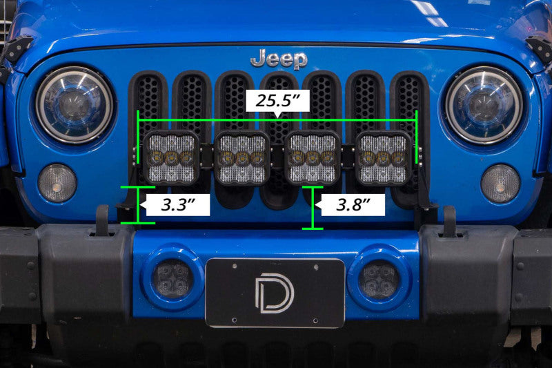 Diode Dynamics Jeep JK SS5 4-Pod CrossLink Grille Lightbar Kit Pro - White Combo - DD7272