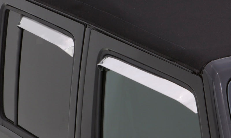 AVS 07-18 Jeep Wrangler Ventshade Front &amp; Rear Window Deflectors 4pc - Chrome