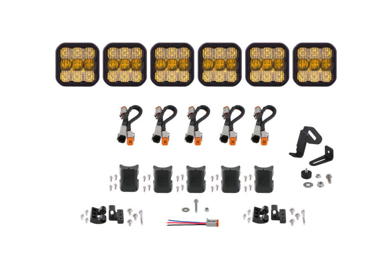 Diode Dynamics SS5 Sport Universal CrossLink 6-Pod Lightbar - Yellow Combo - DD6799