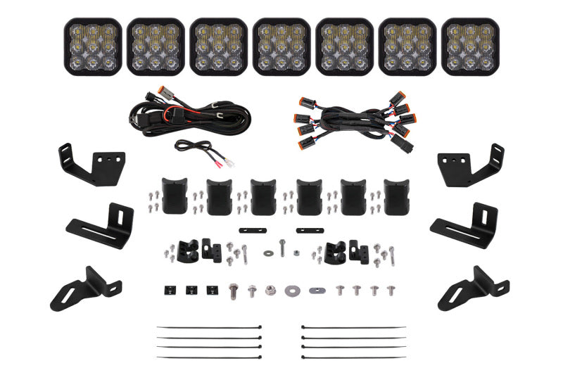 Diode Dynamics Prinsu/Sherpa Roof Racks- SS5 7-Pod CrossLink Mounting Kit - Pro White Driving - DD7830