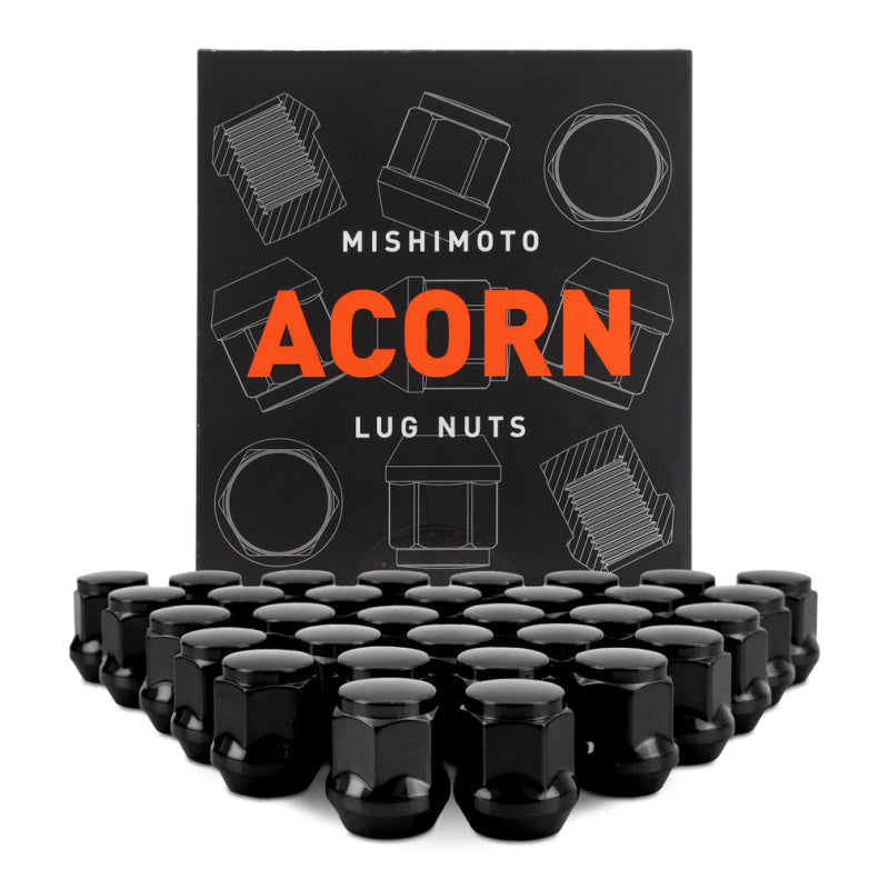 Mishimoto Steel Acorn Lug Nuts M14 x 1.5 - 32pc Set - Black - MMLG-AC1415-32BK