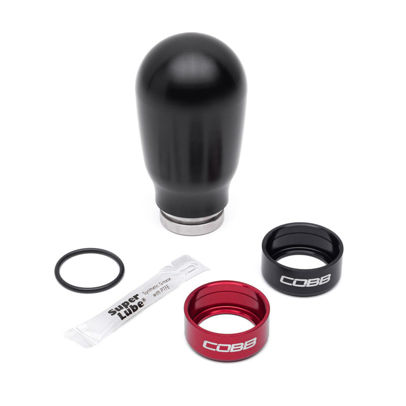 Cobb Subaru 6-Speed Tall Weighted COBB Shift Knob - Black (Incl. Both Red + Blk Collars) - 213370-BK