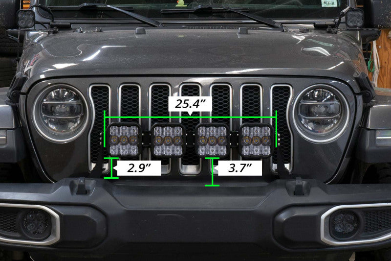 Diode Dynamics Jeep JL SS5 4-Pod CrossLink Grille Lightbar Kit Sport - White Combo - DD6826